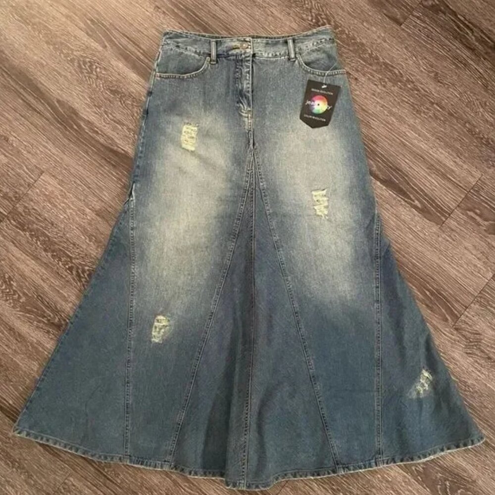 NWT Jeanology vintage denim maxi skirt